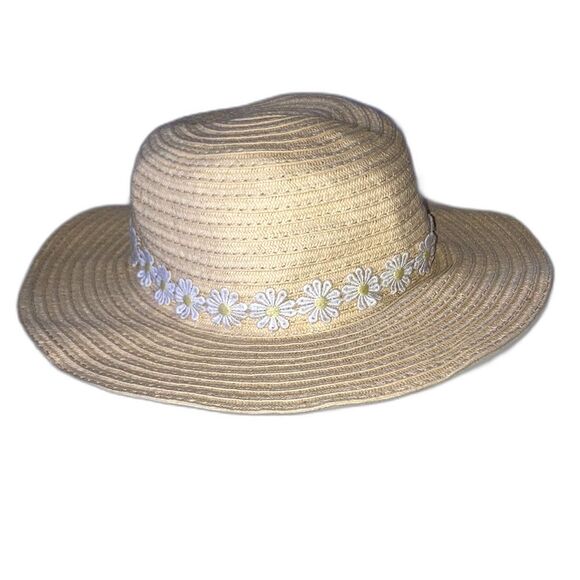DAISIES Woven Straw Bucket Hat White Yellow Daisies Womens One Size Fits Most - Picture 3 of 8
